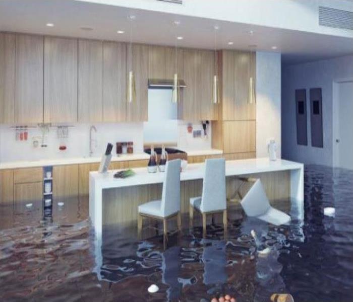 Recent flood in kitchen.